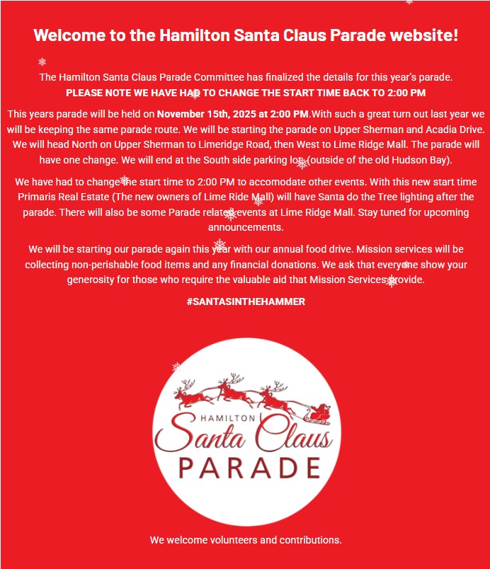 Hamilton Santa Claus Parade 2025